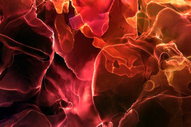 Alkol mürekkebinden yapılmış doğal akışkan sanat tablosu. Yumuşak, rüya gibi renkler. Aurora oluştur. Şeffaf dalgalı hatları ateşle.