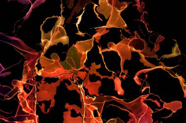 Alkol mürekkebinden yapılmış doğal akışkan sanat tablosu. Yumuşak, rüya gibi renkler. Aurora oluştur. Şeffaf dalgalı hatları ateşle.