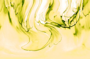 Alkol mürekkebinden yapılmış doğal akışkan sanat tablosu. Yumuşak, rüya gibi renkler. Aurora oluştur. Şeffaf dalgalı hatları ateşle.