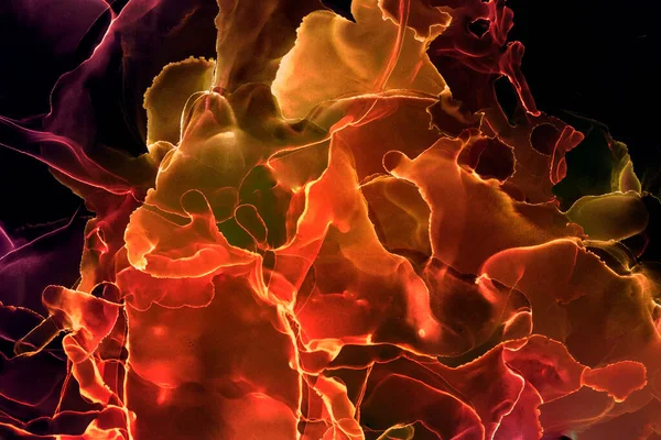 Alkol mürekkebinden yapılmış doğal akışkan sanat tablosu. Yumuşak, rüya gibi renkler. Aurora oluştur. Şeffaf dalgalı hatları ateşle.