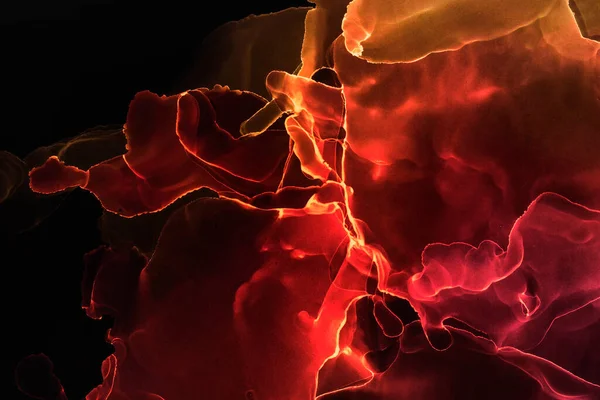 Alkol mürekkebinden yapılmış doğal akışkan sanat tablosu. Yumuşak, rüya gibi renkler. Aurora oluştur. Şeffaf dalgalı hatları ateşle.