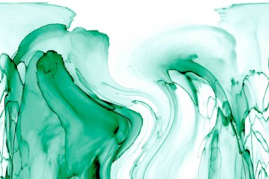 Alkol mürekkebinden yapılmış doğal akışkan sanat tablosu. Yumuşak, rüya gibi renkler. Aurora oluştur. Şeffaf dalgalı hatları ateşle.