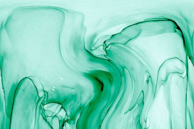 Alkol mürekkebinden yapılmış doğal akışkan sanat tablosu. Yumuşak, rüya gibi renkler. Aurora oluştur. Şeffaf dalgalı hatları ateşle.