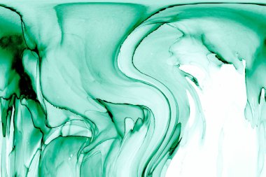 Alkol mürekkebinden yapılmış doğal akışkan sanat tablosu. Yumuşak, rüya gibi renkler. Aurora oluştur. Şeffaf dalgalı hatları ateşle.