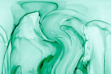 Alkol mürekkebinden yapılmış doğal akışkan sanat tablosu. Yumuşak, rüya gibi renkler. Aurora oluştur. Şeffaf dalgalı hatları ateşle.