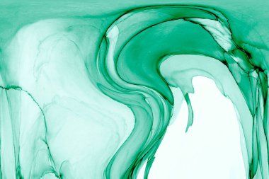 Alkol mürekkebinden yapılmış doğal akışkan sanat tablosu. Yumuşak, rüya gibi renkler. Aurora oluştur. Şeffaf dalgalı hatları ateşle.