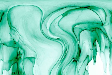 Alkol mürekkebinden yapılmış doğal akışkan sanat tablosu. Yumuşak, rüya gibi renkler. Aurora oluştur. Şeffaf dalgalı hatları ateşle.