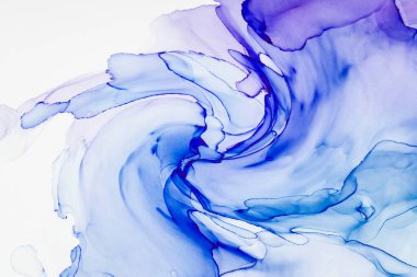 Alkol mürekkebi teknikli doğal akışkan resim. Yumuşak rüya renkleri şeffaf dalgalı çizgiler oluşturur.