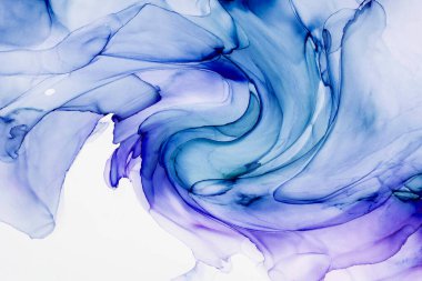 Alkol mürekkebi teknikli doğal akışkan resim. Yumuşak rüya renkleri şeffaf dalgalı çizgiler oluşturur.