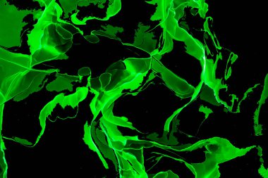 Alkol mürekkebi teknikli doğal akışkan resim. Yumuşak rüya renkleri şeffaf dalgalı çizgiler oluşturur.