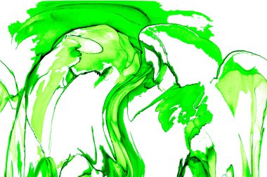 Alkol mürekkebi teknikli doğal akışkan resim. Yumuşak rüya renkleri şeffaf dalgalı çizgiler oluşturur.