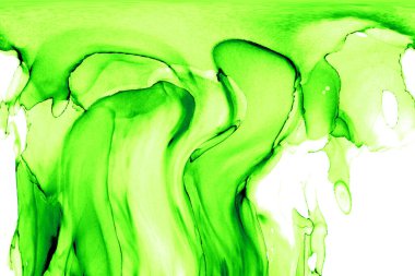 Alkol mürekkebi teknikli doğal akışkan resim. Yumuşak rüya renkleri şeffaf dalgalı çizgiler oluşturur.