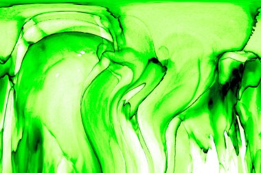 Alkol mürekkebi teknikli doğal akışkan resim. Yumuşak rüya renkleri şeffaf dalgalı çizgiler oluşturur.