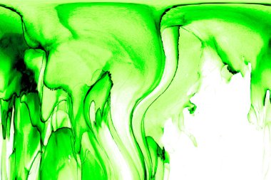Alkol mürekkebi teknikli doğal akışkan resim. Yumuşak rüya renkleri şeffaf dalgalı çizgiler oluşturur.