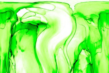 Alkol mürekkebi teknikli doğal akışkan resim. Yumuşak rüya renkleri şeffaf dalgalı çizgiler oluşturur.