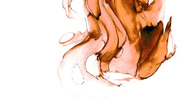 Alkol mürekkebi teknikli doğal akışkan resim. Yumuşak rüya renkleri şeffaf dalgalı çizgiler oluşturur.