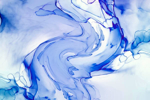 Alkol mürekkebi teknikli doğal akışkan resim. Yumuşak rüya renkleri şeffaf dalgalı çizgiler oluşturur.