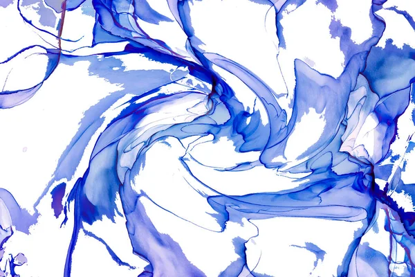 Alkol mürekkebi teknikli doğal akışkan resim. Yumuşak rüya renkleri şeffaf dalgalı çizgiler oluşturur.