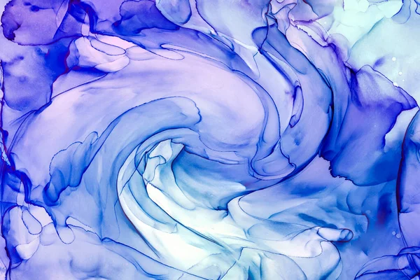 Alkol mürekkebi teknikli doğal akışkan resim. Yumuşak rüya renkleri şeffaf dalgalı çizgiler oluşturur.