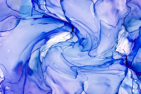 Alkol mürekkebi teknikli doğal akışkan resim. Yumuşak rüya renkleri şeffaf dalgalı çizgiler oluşturur.