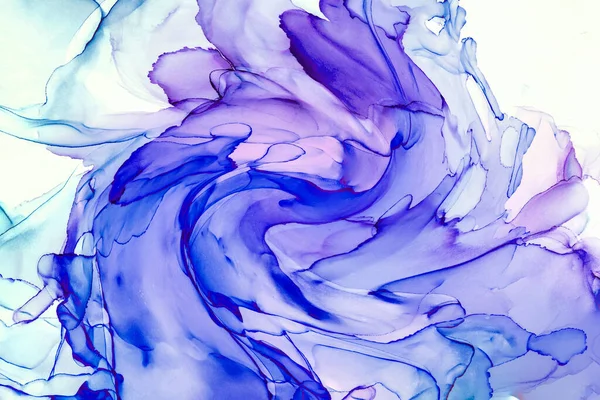 Alkol mürekkebi teknikli doğal akışkan resim. Yumuşak rüya renkleri şeffaf dalgalı çizgiler oluşturur.