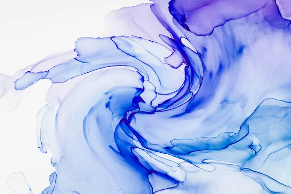 Alkol mürekkebi teknikli doğal akışkan resim. Yumuşak rüya renkleri şeffaf dalgalı çizgiler oluşturur.