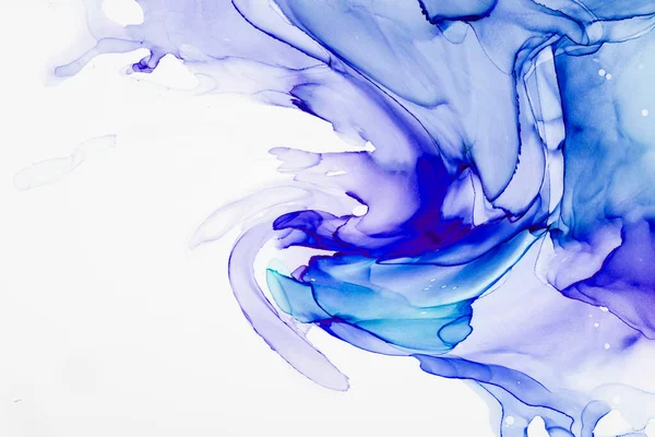 Alkol mürekkebi teknikli doğal akışkan resim. Yumuşak rüya renkleri şeffaf dalgalı çizgiler oluşturur.