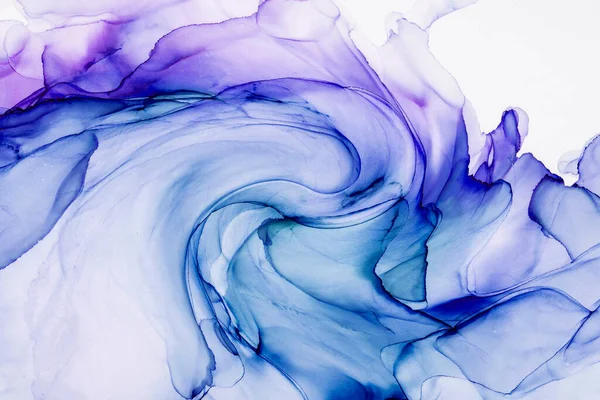 Alkol mürekkebi teknikli doğal akışkan resim. Yumuşak rüya renkleri şeffaf dalgalı çizgiler oluşturur.