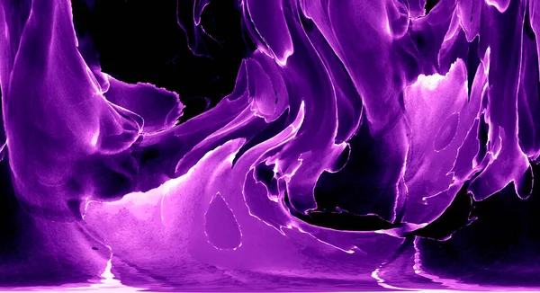 Alkol mürekkebi teknikli doğal akışkan resim. Yumuşak rüya renkleri şeffaf dalgalı çizgiler oluşturur.