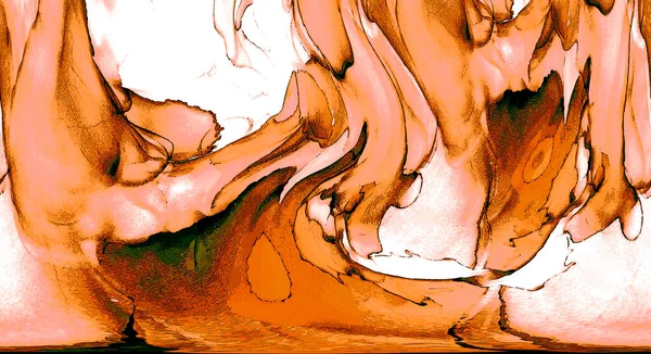 Alkol mürekkebi teknikli doğal akışkan resim. Yumuşak rüya renkleri şeffaf dalgalı çizgiler oluşturur.