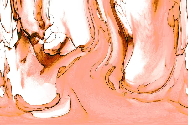 Alkol mürekkebi teknikli doğal akışkan resim. Yumuşak rüya renkleri şeffaf dalgalı çizgiler oluşturur.