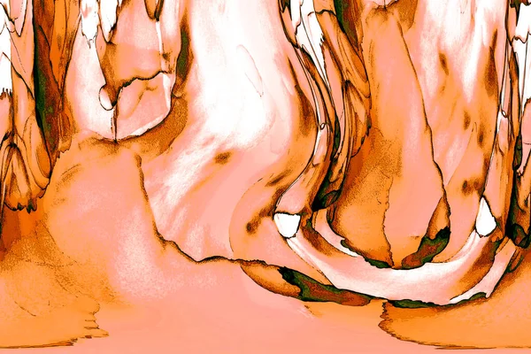 Alkol mürekkebi teknikli doğal akışkan resim. Yumuşak rüya renkleri şeffaf dalgalı çizgiler oluşturur.