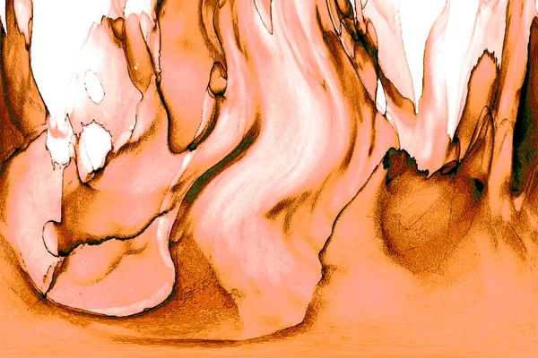 Alkol mürekkebi teknikli doğal akışkan resim. Yumuşak rüya renkleri şeffaf dalgalı çizgiler oluşturur.