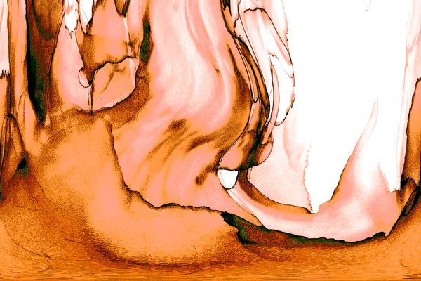 Alkol mürekkebi teknikli doğal akışkan resim. Yumuşak rüya renkleri şeffaf dalgalı çizgiler oluşturur.