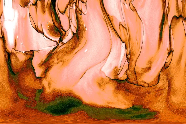 Alkol mürekkebi teknikli doğal akışkan resim. Yumuşak rüya renkleri şeffaf dalgalı çizgiler oluşturur.