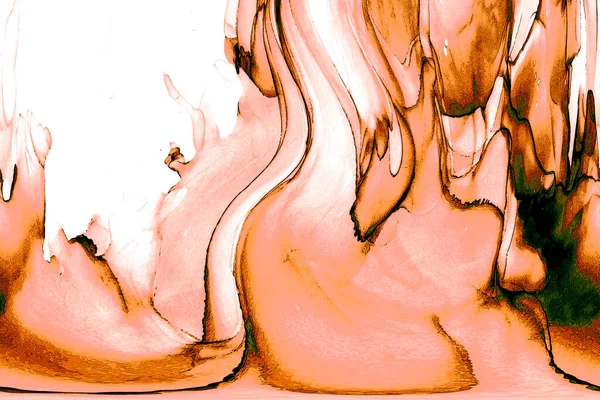 Alkol mürekkebi teknikli doğal akışkan resim. Yumuşak rüya renkleri şeffaf dalgalı çizgiler oluşturur.