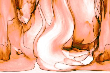 Alkol mürekkebi teknikli doğal akışkan resim. Yumuşak rüya renkleri şeffaf dalgalı çizgiler oluşturur.