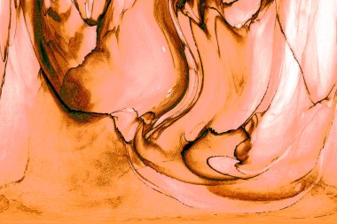 Alkol mürekkebi teknikli doğal akışkan resim. Yumuşak rüya renkleri şeffaf dalgalı çizgiler oluşturur.