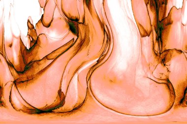 Alkol mürekkebi teknikli doğal akışkan resim. Yumuşak rüya renkleri şeffaf dalgalı çizgiler oluşturur.