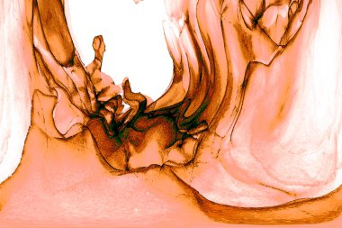 Alkol mürekkebi teknikli doğal akışkan resim. Yumuşak rüya renkleri şeffaf dalgalı çizgiler oluşturur.