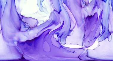 Alkol mürekkebi teknikli doğal akışkan resim. Yumuşak rüya renkleri şeffaf dalgalı çizgiler oluşturur.