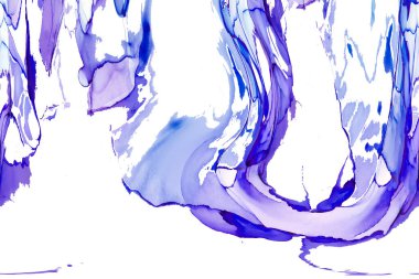 Alkol mürekkebi teknikli doğal akışkan resim. Yumuşak rüya renkleri şeffaf dalgalı çizgiler oluşturur.