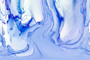 Alkol mürekkebi teknikli doğal akışkan resim. Yumuşak rüya renkleri şeffaf dalgalı çizgiler oluşturur.