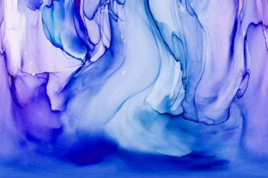 Alkol mürekkebi teknikli doğal akışkan resim. Yumuşak rüya renkleri şeffaf dalgalı çizgiler oluşturur.