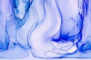 Alkol mürekkebi teknikli doğal akışkan resim. Yumuşak rüya renkleri şeffaf dalgalı çizgiler oluşturur.