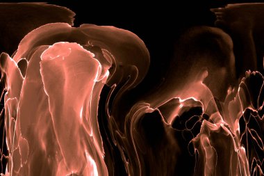 Alkol mürekkebi teknikli doğal akışkan resim. Yumuşak rüya renkleri şeffaf dalgalı çizgiler oluşturur.