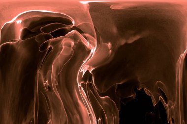 Alkol mürekkebi teknikli doğal akışkan resim. Yumuşak rüya renkleri şeffaf dalgalı çizgiler oluşturur.