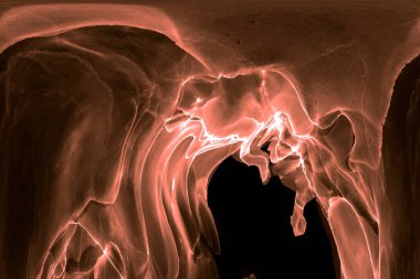 Alkol mürekkebi teknikli doğal akışkan resim. Yumuşak rüya renkleri şeffaf dalgalı çizgiler oluşturur.