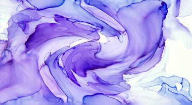 Alkol mürekkebi teknikli doğal akışkan resim. Yumuşak rüya renkleri şeffaf dalgalı çizgiler oluşturur.