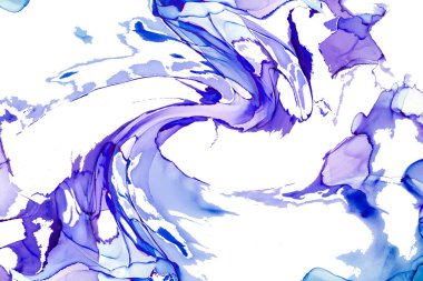 Alkol mürekkebi teknikli doğal akışkan resim. Yumuşak rüya renkleri şeffaf dalgalı çizgiler oluşturur.